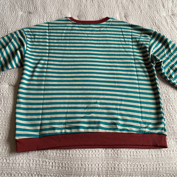 Free People Inspired Stripe Long Sleeve Crew Top Sweatshirt Oversized Small - Picture 2 of 9